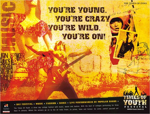 Print advertising campaign for Times Of Youth Festival